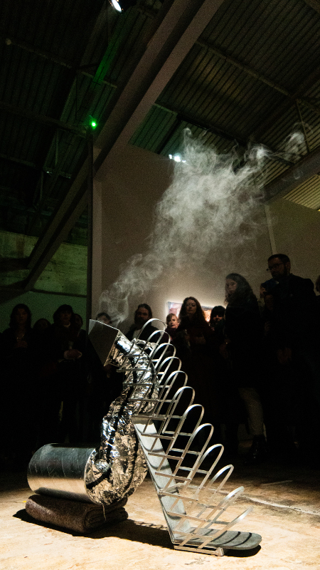 Metal Slug Seer, mixed media sculptural entity. Performative activation at Tulca Launch.