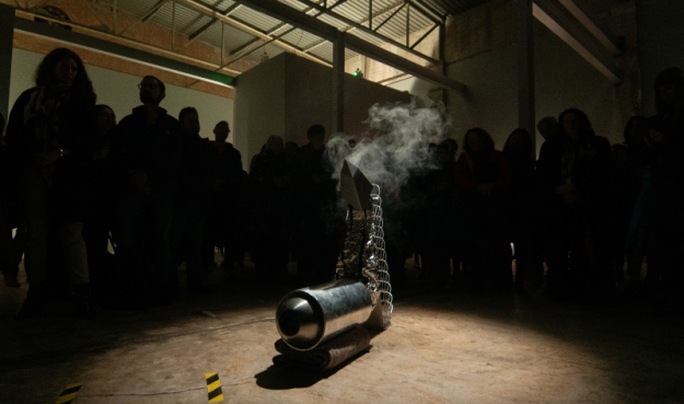 Metal Slug Seer, mixed media sculptural entity. Performative activation at Tulca Launch.